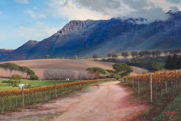 In the vineyards, Buitenverwachting painting