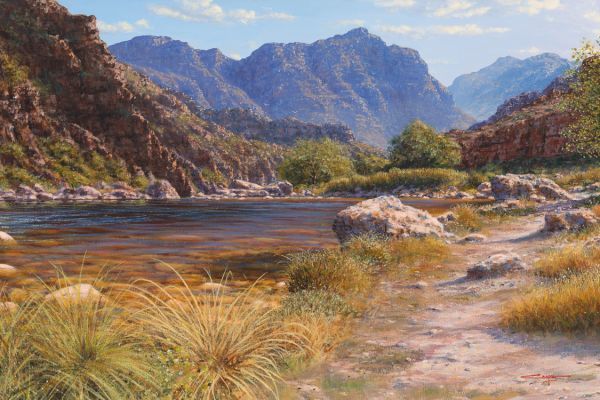 A good fishing spot, Du Toits Kloof painting