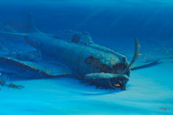 Douglas Dauntless bomber WW2 painting