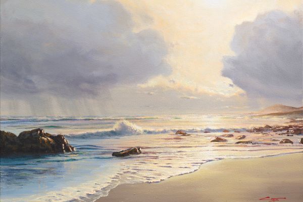 Misty Cliffs Beach painting