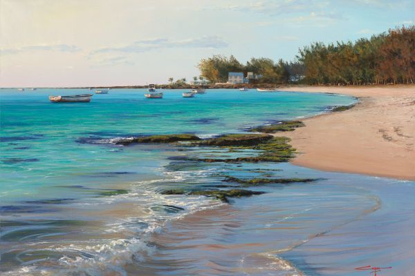 Pointe aux Piments, NW Coast Mauritius painting