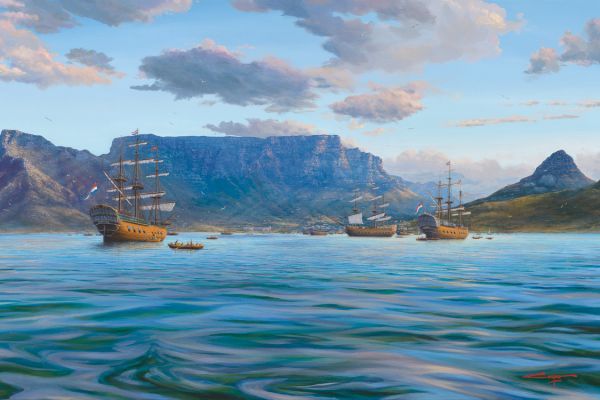 Cape Dutch Ships Mooring in Table Bay painting
