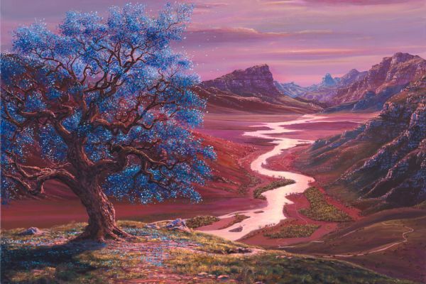 Tree Of Life, Blue Blossoms painting