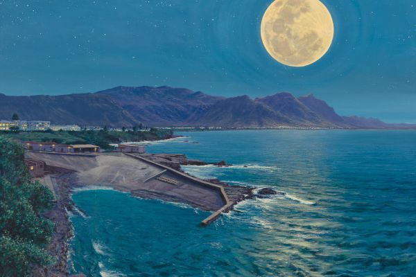 Full Moon, Old Harbour Hermanus painting